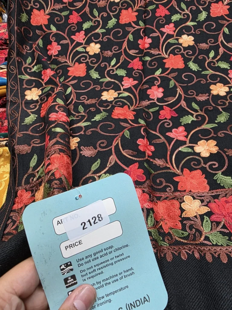 Black Kashmiri Shawl with Floral Jaal Embroidery