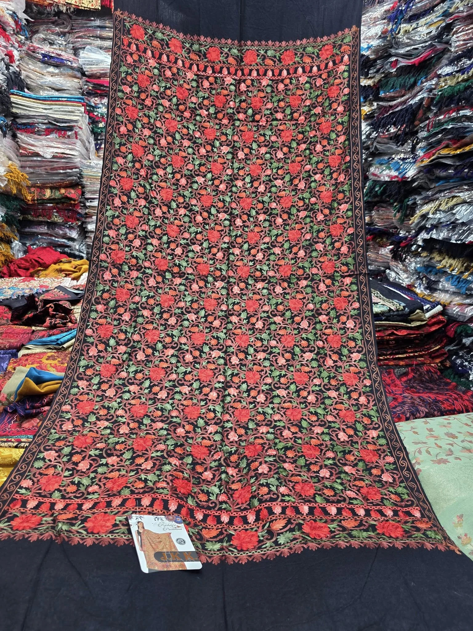 Black Kashmiri Shawl 605 Black Kashmiri Shawl