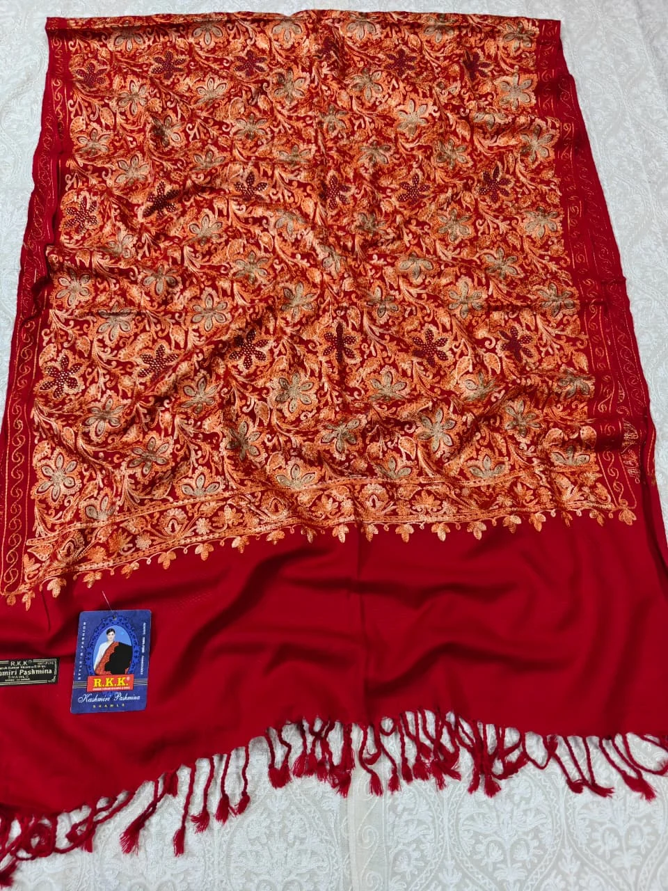 JF Kashmiri Shawl RKK - (12) Indian Kashmiri Shawl Rkk - Code Jf12 - Image 1