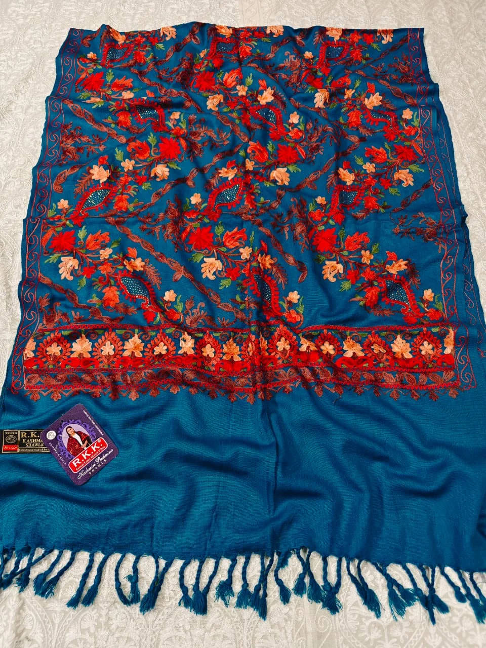 JF Kashmiri Shawl RKK - (17) Indian Kashmiri Shawl Rkk - Code Jf17 - Image 1