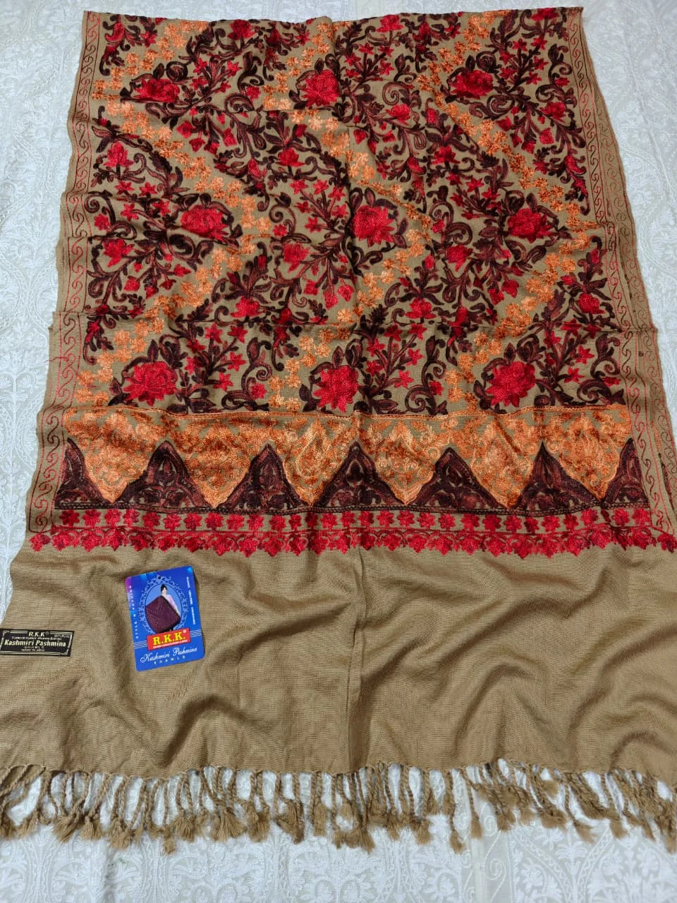 JF Kashmiri Shawl RKK - (19) Indian Kashmiri Shawl Rkk - Code Jf19 - Image 1