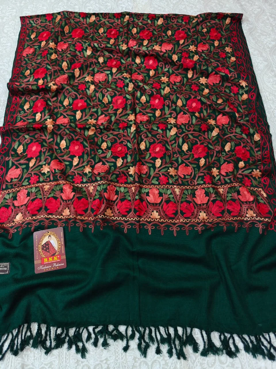 JF Kashmiri Shawl RKK - (8) Indian Kashmiri Shawl Rkk - Code Jf08 - Image 1